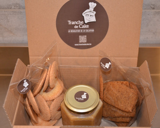 Box spéculoos, biscuits aux amandes, caramel beurre salé